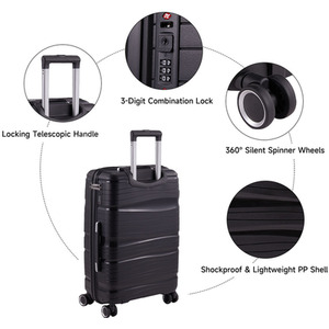 4PCS Lockable Travel Suitcase Set - Black by Livingandhome