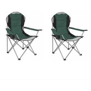 Folding Camp Chair Padded High Back - Green / 2 by HyFive