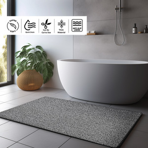 PVC Loofah Rectangular Shower and Bath Mat - Grey / 90cm x 60cm by Nicoman