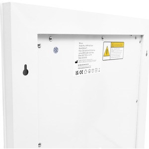 Aluminum Rounding LED Bathroom Mirror with Clock Fog Free - White by Livingandhome