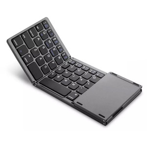 Mini Foldable Folding Bluetooth Wireless Keyboard with Touch Pad - Black