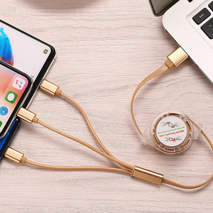 Retractable 3-in-1 Data Cable - Gold