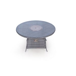 Savannah Fire Pit Round Rattan Patio Dining Set - Grey / 6 by Giardino
