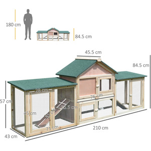 PawHut Deluxe Wooden Pet Hutch Small Animal House - Natural wood finish by PawHut