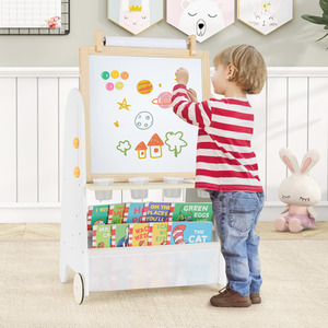 Toddler Easel with Stool - Natural by Costway