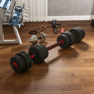 HOMCOM 2 IN 1 Adjustable Dumbbells Weight Set - Black / N/Acm by HOMCOM