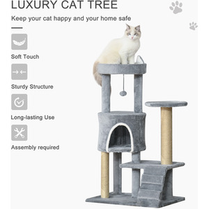 PawHut 100cm Cat Tree Condo - Grey by PawHut