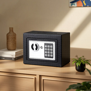6L Mini Password Mechanical Lock Safe with Coin Slot - Black by Livingandhome