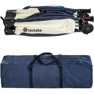 tectake Travel Cot Dog with Changing Mat, Play Bar Carry Bag - Blue by tectake