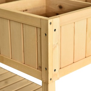 Outsunny Wooden Herb Planter Raised Bed Container - Natural Wood by Outsunny
