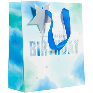 Pack of 4 Pink and Blue Birthday Medium Gift Bags - Pink and Blue