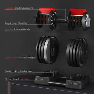 3 In 1 Quick Adjust Dumbbell Weight Set with Anti Slip Handle - Black / 24kg by Yaheetech