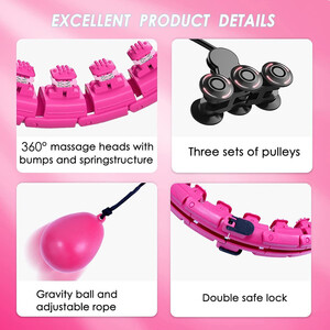 Abaseen Weighted Hula Hoop with Weight Ball 24 Knots Detachable - Pink by Abaseen