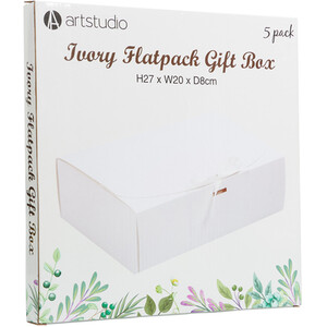Pack of 5 Flatpack Gift Box - White by Art Studio