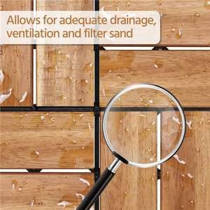 Pack of 27 Interlocking Deck Tiles Waterproof Acacia Wood - Wood by Yaheetech