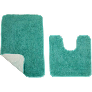 Bath Mats Set Rubber Backing - Teal by Roseley