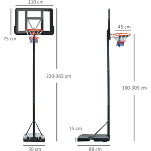HOMCOM Portable Freestanding Basketball Hoop Stand - Black by HOMCOM