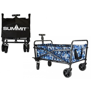 Folding Festival Cart 40KG Potable Picnic Wagon Blue Camo 74cm x 45cm - Black & Blue by Summit