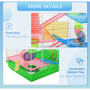 Pawhut 5 Tier Hamster Cage Carrier Habitat with Exercise Wheels, Green - Green by Pawhut