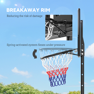 2.3-3.05m Basketball Hoop Outdoor with Wheels - Black by SPORTNOW