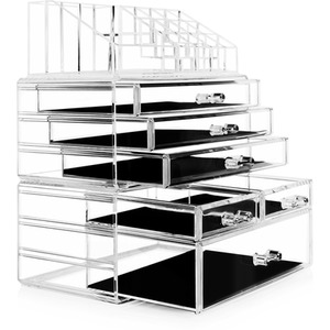 Makeup Storage in Acrylic - x6 Drawers - Lipstick Organiser - Clear and Black by Home Garden Direct