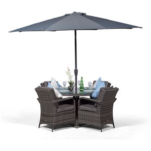 Arizona Round Rattan Patio Dining Set - Grey / 9 by Giardino