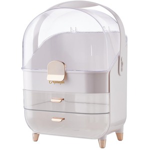 Dustproof Makeup Organiser with Drawers - White by komore