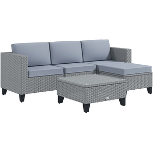 Outsunny 5 Pieces Patio Garden Rattan Furniture Set - Grey by Outsunny