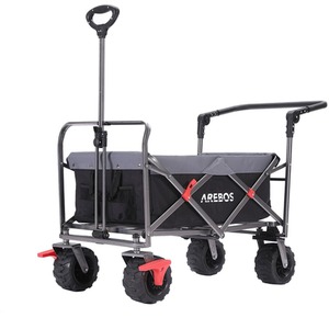 Hand Cart with Telescopic Push Bar - Foldable - Black by AREBOS