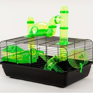 Small Animal Cage Green Plastic with Tubes Brand New Single Tier - The Landmark - Green by Little Friends
