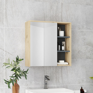 HOMCOM Bathroom Wall Mounted Mirror Cabinet Natural by HOMCOM