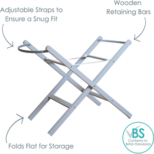 Wooden Folding Moses Basket Stand - Grey by Clair de Lune