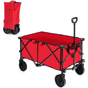 Costway Collapsible Folding Outdoor Utility Wagon Cart-Red - Red by Costway