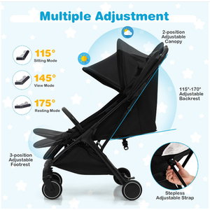 Baby Stroller with Detachable Seat Cover - Black by Costway