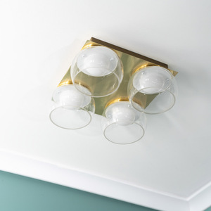 Alissa IP44 Integrated LED 4 Way Ceiling Light with Glass Shades - Gold by ValueLights