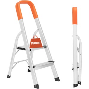 Small 2-Step Ladder Portable Folding Ladder - Orange by NOVECRAFTO