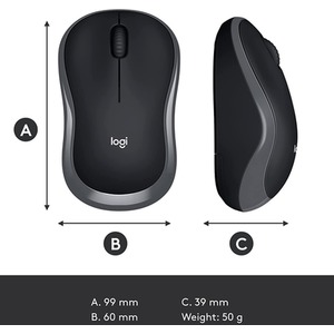 Logitech Wireless Optical Mouse - Grey / M185 Grey by Logitech