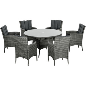 Outsunny 7-Piece PE Rattan Garden Furniture Set - Grey by Outsunny