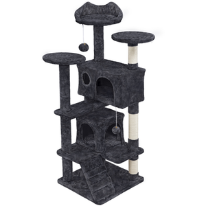 Multilevel Cat Tree with Scratching Posts - Black / 137cm by Yaheetech