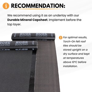 Premium Torch on Heavy Duty Roofing Felt Mineral Capsheet SBS Bitumen Membrane - Black by NOVECRAFTO