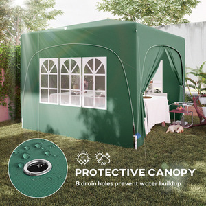 Outsunny 3 x 3(m) Pop Up Gazebo with Sides, UPF50 - Dark Green by Outsunny