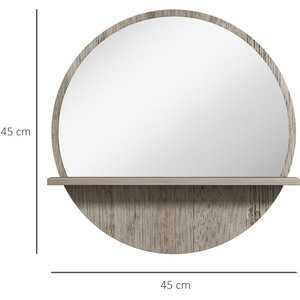 kleankin Round Bathroom Mirror with Shelf Wall Mounted Makeup Mirror by kleankin