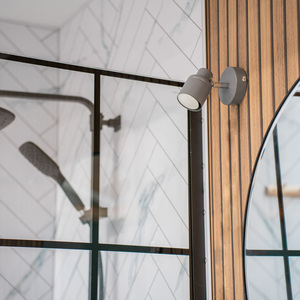 Benton IP44 Bathroom Spotlight Adjustable Wall Light and Warm LED Bulb - Grey by ValueLights