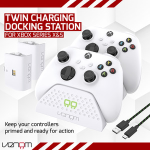 Venom Xbox Twin Charging Dock with Rechargeable Battery Packs - White by Venom