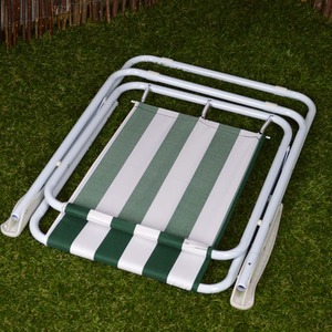 2 Pack of Folding Camping, Picnic Chair in Green and White Garden Patio - Green & White by Samuel Alexander
