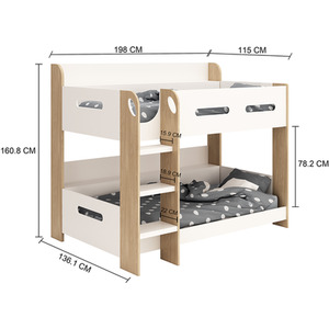 Bunk Bed with Storage Shelves - White by Kudl