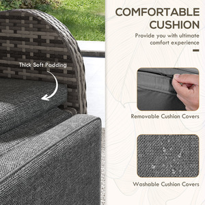 Outsunny 3 Piece Rattan Wicker Chaise Lounge Sofa Sets - Grey by Outsunny