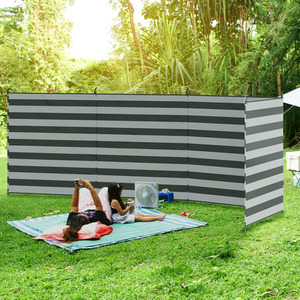 Outsunny Camping Windbreaks Beach Wind Shield Shelter - Grey and White by Outsunny