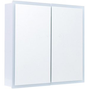 Bathroom 2-Door Mirror Cabinet with Lights - White by Livingandhome