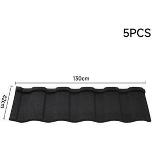 5PCS Galvanized Asphalt Shingles Roofing Sheets - Black / 130cm by Livingandhome